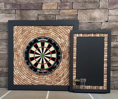 an image of a dart in the center of a brick wall with darts on it