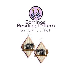 the earrings are made with cross stitch and beading pattern, which has an elephant on it