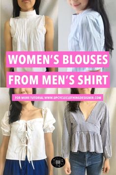 women's blouses from men's shirts for more informal wear upcycle clothing