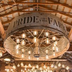 the inside of a building with chandeliers and lights