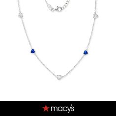 in stock Adjustable Blue Necklace For Valentine's Day, Blue Adjustable Necklace For Valentine's Day, Adjustable Blue Necklaces For Valentine's Day, Valentine's Day Blue Adjustable Necklace, Collar Necklace, Cubic Zirconia, Jewelry Watches, Fine Jewelry, Blue And White