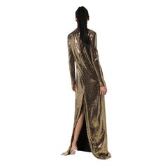 This gold tone Gucci patent choker chain mail gown is crafted in Italy and features a crêpe lining. Cut for a slim, floor-length silhouetteV-neck with a detachable black chokerLong sleevesCut out detailRear central ventInvisible rear zipChainmail-style constructionComposition Polyamide 93%, Elastane 4%, Metallic Fibre 3%Do Not Wash/Do Not Dry CleanColor: goldMade in Italy Gucci Fitted Maxi Dress For Formal Occasions, Gucci V-neck Cocktail Dresses, Gucci Maxi Party Dress, Gucci V-neck Formal Dress, Gucci Maxi Dress For Party, Gucci Formal Maxi Length Dress, Gucci Elegant Evening Maxi Dress, Gucci Maxi Length Party Dresses, Gucci Evening Maxi Dress