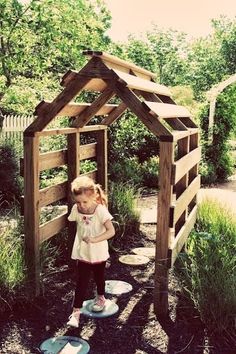 Pallet Playhouse, Diy Playhouse, Outdoor Play Area, Garden Arbor, Children's Garden, Natural Playground, Outdoor Classroom