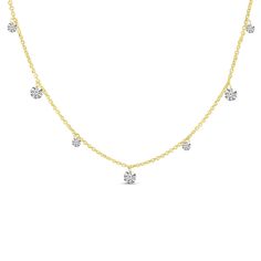 One (1) 14K white gold floating diamond 7 stone necklace with (7) round brilliant cut diamonds of fine (G-H) color and (SI) clarity 65/100CTW on a beaded 16-18inch chain with lobster clasp. Diamond Collection, Diamond Bar, Station Necklace, Boutique Jewelry, Round Brilliant Cut Diamond, Brilliant Cut Diamond, Stone Necklace, Round Diamonds, Diamond Jewelry