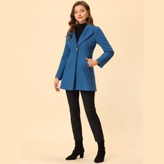 An elegant overcoat covered in a turn-down collar and full placket offers a charming look for day or night. Solid color and a turn-down collar bring casual elegance to a long-sleeved winter coat. Suitable for Casual, Business, Work, Dating, Weekend, Party, and Daily Wear. This classic winter mid-long overcoat is stylish and comfortable to wear, which is an essential overcoat for every modern woman and girl. Perfectly pair it with pants for a warm and business casual look, and style it with a lon Long Overcoat, Outwear Coat, Long Winter Coats, Weekend Party, Business Work, Wool Peacoat, Long Winter, Chic Woman, Womens Clothing Sizes