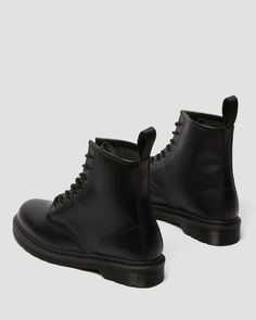 1460 Mono Smooth Leather Lace Up Boots in Black | Dr. Martens Doctor Martens, Lace Heels, Total Black, Leather Lace Up Boots, Goodyear Welt, Leather Lace, Boots For Sale, Dr. Martens Boots, Leather Ankle Boots