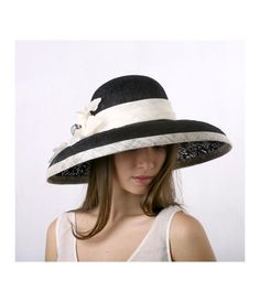 Kentucky derby hat, widebrim hat, Royal Ascot hat, Tea party hat, Black and ivory hat, Downton abbey hat, derby hat, Lace wide brim hat by IrinaSardarevaHats on Etsy https://www.etsy.com/listing/264635428/kentucky-derby-hat-widebrim-hat-royal Elegant High Crown Straw Hat For Beach, Classic Straw Hat For Kentucky Derby Evenings, Chic Curved Brim Hat For Kentucky Derby, Elegant Black Cloche Hat For Summer, Elegant Black Cloche Hat For The Beach, Elegant Black Cloche Hat For Beach, Curved Brim Boater Hat For Races, Classic Evening Straw Hat With Wide Brim, Classic Short Brim Sun Hat For Evening