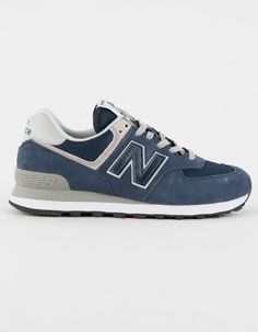 NEW BALANCE 574 Womens Shoes - NAVY/WHITE | Tillys New Balance Shoes Women, New Balance 574 Shoes, New Balance 574 Womens, New Balance Shoe, Sneakers Outfit Casual, Denzel Curry, New Balance Style, Trail Design, New Balance 574