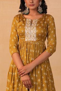 Shop for Esha Koul Yellow Modal Satin Printed Kurta Set for Women Online at Aza Fashions Printed Sharara, Kurta Set For Women, Yellow Print, Kurta Set, Set For Women, Floral Printed, Aza Fashion, Mustard, Floral Prints