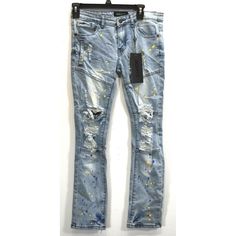 Bi-State Sales Shop Our Store Encrypted Womens Distressed Paint Splatter 5 Pocket Denim Blue Skinny Jeans 14 75% Cotton, 23% Polyester, 2% Spandex, Womens Size 14 Measurements In Inches: Sizeinseamwaist1427.515 All Measurements Are Approximate. We Are Human And Sometimes A Measurement May Be Off By A Very Small Amount. The Measurements Are Of The Item Listed. See Photos For Details About Condition, And Any Flaws The Item May Have. The Item Photographed Is The Item You Will Receive. Payment Polic Paint Splatter Straight Leg Denim Jeans, Edgy Acid Wash Jeans For Spring, Trendy Paint Splatter Denim Jeans, Casual Paint Splatter Jeans For Streetwear, Spring Streetwear Jeans With Paint Splatter, Edgy Mid-rise Blue Jeans, Edgy Blue Mid-rise Jeans, Edgy Blue Jeans, Blue Jeans With Frayed Hem For Streetwear