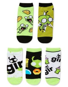 Show some love for your favorite TV show when you wear these officially licensed Invader Zim GIR Socks! Suit up in these cozy, stylish socks and everyone will know that you're the ultimate Invader Zim fan. Officially licensed Includes: 5 Pairs of socks Material: Polyester, spandex Care: Machine wash cold with like colors Imported Invader Zim Gir, Zim Gir, Cutesy Outfit, Hello Kitty Room Decor, Hello Kitty Rooms, Spencers Gifts, Scene Outfits, Diy Clothes Design, Stylish Socks