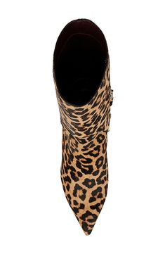 Complete your look with the unmistakable sophistication of this pointy-toe bootie. 2 1/2" heel 8 1/4" shaft Inset side-zip closure Synthetic, leather or genuine calf-hair (China) upper/synthetic lining and sole Imported Animal Print Boots, Leopard Print Booties, Print Boots, Brown Leopard, Calf Hair, Winter 2024, Franco Sarto, Synthetic Leather, Bootie