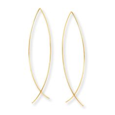 These chic threader earrings for her feature overlapping curves of 14K yellow gold curves. The earrings are held in place by threading them through the piercing. Elegant Yellow Gold Ear Climbers, Modern Yellow Gold Wrap Earrings With Ear Wire, Yellow Gold 14k Gold Threader Earrings, 14k Gold Ear Climbers With Ear Wire, Formal Yellow Gold Threader Earrings With Ear Wire, Modern 14k Gold Threader Earrings, Elegant Gold Ear Climbers With Ear Wire, 14k Gold Wrap Earrings With Ear Wire, Elegant Yellow Gold Threader Earrings With Ear Wire