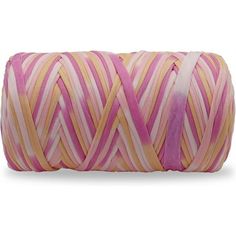 a roll of pink and yellow striped yarn