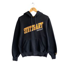 Vintage Stuttgart Germany Black Hoodie Size Medium Stuttgart Crewneck Stuttgart Sweater Pullover Spell Out Embroidered Logo Stuttgart Jumper by brixtonclothing on Etsy Black Fall Sweater For College, Casual College Sweater For Winter, Oversized Winter College Sweatshirt, Black Winter Sweatshirt For College, Black Winter College Sweatshirt, Winter Sweatshirt With Embroidered Logo, Hooded Winter Sweater For College, Urban Winter Sweater For College, Urban Winter Tops For College