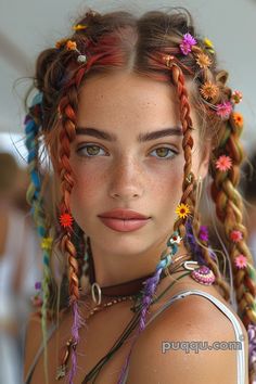 Festival Hairstyles, Unicorn Hair Color, Fairy Photoshoot, Cabello Hair, Single Braid, Fairy Hair, Bohemian Hairstyles, Hair Up Styles, Festival Hair