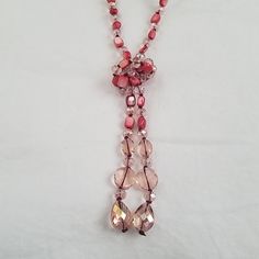 Tie Necklace, New And Beautiful Rose Colored Crystal Beads. Tie Necklace, Coral Necklace, Beautiful Rose, Rose Color, Color Crystal, Orange Pink, Beautiful Roses, Pink Orange, Color Orange