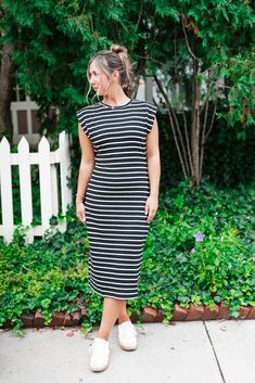 Elevate your style with the Never Better Striped Maxi Dress, featuring a sleek black base with classic white stripes. This maxi dress combines a timeless silhouette with a modern, laid-back vibe. The horizontal stripes create a playful, yet sophisticated look, perfect for casual outings or dressing up with your favorite accessories. Whether dressed up with heels or kept casual with flats, this versatile piece is an essential addition to your fall wardrobe for effortless style. Fabric: 43% Cotton Never Better, Black And White Striped Dress, Loungewear Dresses, Striped Maxi Dress, Striped Maxi, Striped Maxi Dresses, Horizontal Stripes, White Striped Dress, Fall Wardrobe