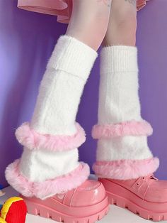 The price is for a pair of leg warmers only, others are not included. White Harajuku Socks For Winter, White Harajuku Style Winter Socks, Harajuku Style White Leg Warmers For Fall, Harajuku Style Stretch Leg Warmers For Winter, Cute Fitted Knee-high Socks For Fall, Trendy Pink Footless Leg Warmers, Trendy Pink Knee-high Socks For Winter, White Harajuku Knee-high Socks For Winter, Cute Fitted Winter Socks