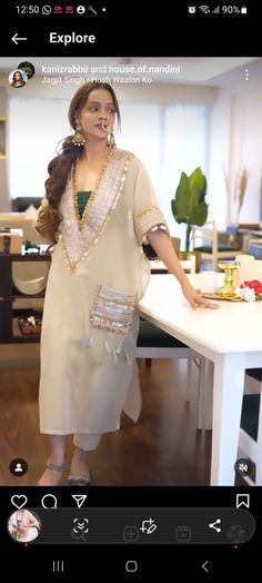 Off White Suits Women Pakistani, Kurta Suit Designs For Women, V Neckline Kurti, Kurta Sets For Women Party Wear, White Ethnic Dress, Nyra Cut Suits, White Suits For Women, White Pakistani Suit, Pakistani Kurta