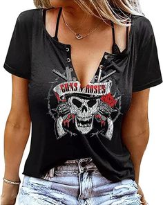 PRICES MAY VARY. ★Material: 65% Cotton and 35% Polyester,Soft and Breathable. ★Features: Womens Rock Music Graphic Tees, Women Vintage Rock Band Music Shirts, Womens Vintage Country Music Graphic Tees, Women Funny Skeletons Rose T Shirt, Women's Sexy Rock Music Tops,Casual Short Sleeve Tee Tops. ★Easy To Pair With Your Favorite Shorts, Pants, Jeans, Coat, Jacket, Witch Hat And Stylish Shoes, It is Suitable Whether It is for Casual Scenes or Special Scenes. ★Suit For Concert, Festival, Country Mu Roses Graphic, Music Tshirt, Rose T Shirt, Music Tees, Band Music, Layered Fashion, Vintage Rock, Music Band, Rock Shirts