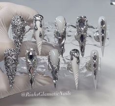 Artistic Nails, Long Square Nails, Fake Nails Designs, Edgy Nails