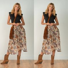 This Skirt Is Nwot - Tried On Only Size: Medium Color/Print: Natural Botanical Retail $78 The Vita Midi-Skirt Is A Statement Piece This Spring Season. Featuring A Flattering Smocked Waist And Designe In Our Seasonal Botanical Print, This Skirt Offers A Free Flowing Silhouette For Any Warm Weathered Event. Pair With Any Basic Top For A Balanced Look Bohemian Style Lined Midi Skirt, Bohemian Midi Length Lined Skirt, Bohemian Midi-length Spring Bottoms, Bohemian Midi Length Spring Bottoms, Brown Asymmetrical Maxi Skirt For Spring, Brown Midi Skirt For Spring, Bohemian Midi Bottoms For Beach, Bohemian Relaxed Midi Length Skirt, Bohemian Midi Length Bottoms For Beach