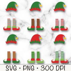 christmas elf hats and stockings svg files