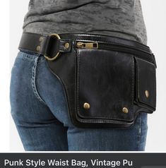 Waist Bags For Women, Fanny Pack Fashion, Vintage Leather Belts, Retro Sports, Leather Belt Bag, Estilo Punk, Motorcycle Style