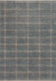 an area rug with blue and grey plaid pattern