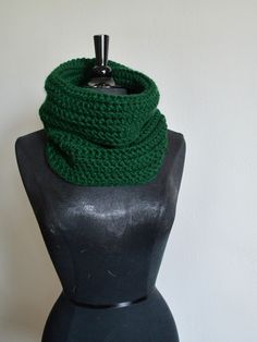 Look at this gorgeous forest green handmade crocheted Cowl. This scarf is made with a 100% acrylic yarn, This is chunky crochet so it is more of a medium to heavy weight scarf, perfect for spring, fall, and winter.  Size: 12 inches wide, and 16 inches long when laid flat (32 inches total around)  Care: Machine washable, best drying method is laying flat to dry but can tumble or machine dry on low  Processing: Ships in 0-3 business days, or pickup in St. Paul, MN is available, use code PICKUP at checkout Returns: I gladly accept returns and exchanges, see shop policies for details.  Want more chunky knit/crocheted goods? Follow me on Instagram @offthehookfiberarts Crocheted Cowl, Crochet Green, Scarf Chunky, Crocheted Scarf, Scarf Infinity, Cowl Scarf, Green Forest, Chunky Crochet, Christmas Deals