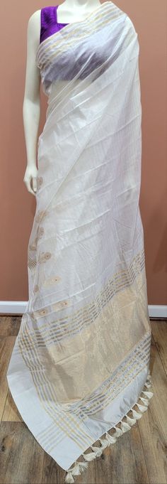 Exclusive Chanderi Pattu Silk Saree Collection w/ custom Blouse. For Custom Blouse Pls contact us. Free Shipping within the US. Saree ships immediately within the US and the Blouse 2 weeks later. Custom blouse stitching $25. White Cotton Silk Pre-draped Saree For Festivals, White Cotton Silk Pre-draped Saree With Zari Work, White Silk Pre-draped Saree With Zari Work, Bollywood Style Blouse For Eid, White Pre-draped Saree With Zari Work, Bollywood Style Blouse For Eid Celebrations, White Tissue Silk Pre-draped Saree With Unstitched Blouse, White Tussar Silk Pre-draped Saree For Diwali, White Fitted Pre-draped Saree For Eid