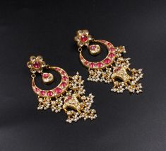 Chandelair earring Chand Bali 22K Gold With Diamond Polki | Etsy Chand Bali Earrings Gold, Chand Bali Earrings, Mughal Jewelry, Unique Stud Earrings, Chand Bali, Bali Earrings, Stud Earrings Unique, Chandbali Earrings, Antique Jewelry Indian