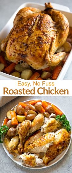 roasted chicken with carrots, potatoes and parsley