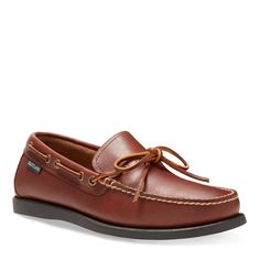 Leather Lining Slip-on Moccasins With Moc Toe, Leather Lined Slip-on Moccasins With Moc Toe, Slip-on Moccasins With Leather Lining And Moc Toe, Comfortable Leather Boat Shoes With Rubber Sole, Casual Brown Loafers For Boating, Brown Moc Toe Boat Shoes, Classic Round Toe Slip-ons For Outdoor, Outdoor Moc Toe Slip-ons With Rubber Sole, Classic Moccasins With Rubber Sole For Boating