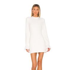 Amanda Uprichard Tallin Mini Dress L Soft Knit Long Sleeve Back Zip Lined Ivory $194 Condition: Gently Used. 19.5" Pit To Pit 26.5" Sleeve 34" Waist 32" Length 060124-Y-16-Hs-Ms Elegant White Sweater Dress For Party, Fitted Long Sleeve Dress In Winter White, Elegant Fitted Sweater Dress For Brunch, Chic Fitted Winter White Dresses, Fitted Winter White Long Sleeve Dress, Winter White Long Sleeve Fitted Dress, Elegant Cream Sweater Dress For Workwear, Elegant White Sweater Dress For Workwear, Elegant White Sweater Dress For Work