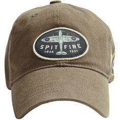 Anglophiles and aviation enthusiasts alike will appreciate this ball cap that pays homage to the Supermarine Spitfire, the fighter that punched above its weight to save the British Isles from tyranny. The khaki-colored hat is made from comfortable brushed cotton twill. A woven patch on the front shows the Spitfire’s iconic silhouette and the Royal Air Force roundel is embroidered on the side. The Union Jack flag and the word “Supermarine” in an attractive script decorate the back. With its adjus Color Caqui, Jack Flag, Supermarine Spitfire, Union Jack Flag, Custom Caps, Royal Air Force, Flight Jacket, British Isles, Union Jack