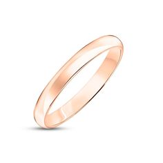 Lustrous high-polish 14K rose gold creates the stylish look of this timeless 3.0mm wedding band. The band features Comfort-Fit, which gives a narrower feel than it's actual width when worn. Comfort-Fit rings are designed to have a slightly rounded inside surface so less of the metal touches your finger, which enhances the feel of the ring while wearing and sliding it on and off your finger. Rose Gold Polished Finish Band For Promise Ring, Rose Gold Bands With Polished Finish For Promise Ring, 14k Rose Gold Polished Bands, 14k Rose Gold Bands With Polished Finish, Classic Pink Gold Ring, Rose Gold Polished Round Band Wedding Ring, Rose Gold Round Band With Polished Finish For Wedding, Rose Gold Polished Bands For Wedding, Rose Gold Round Band With Polished Finish