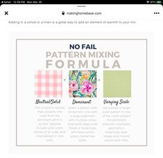 the pattern mixing guide for quilts and other sewing projects is shown in this screenshot