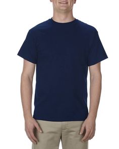 Adult 5.1 oz., 100% Cotton T-Shirt - NAVY - S | Alstyle Adult 5.1 oz. Cotton T-Shirt in Navy Blue Size Small Military Green Shirt, T Shirt Style, Home T Shirts, Knit Shirt, Cool Fabric, Quality T Shirts, Wholesale Clothing, Sports Shirts, Denim Shirt