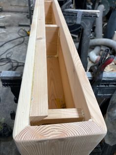 a close up of a wooden boat being built