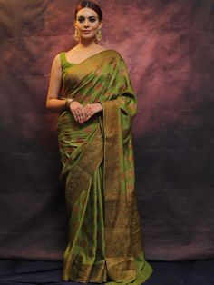 New arrival green saree for women USA, banarasi soft lichi silk saree for festival, designer wedding saree for function, rich pallu saree Saree Details:  Saree Color: Khaki Green  Saree Length: 5.5 Meter Saree Fabric: Banarasi soft lichi silk Saree Work : Pure Copper zari weaving beautiful Jacquard work Blouse Details : Blouse Color: Matching. Blouse Length: 0.8meter Blouse Fabric : Banarasi soft lichi silk Blouse Work : Heavy Brocade blouse. Blouse wear by model is just for modeling purpose onl Saree For Function, Muga Silk, Lichi Silk Saree, Floral Sarees, Gota Patti Saree, Saree For Women, Brocade Blouses, Green Saree, Wedding Saree