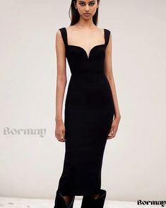 Bormay - Sophisticated Sleeveless Black Dress with a Contemporary V-Neck Design V Neck Black Dress, Sleeveless Black Dress, Fitted Maxi Dress, Wrap Around Skirt, Neck Bodycon Dress, Home Dress, Mid Length Skirts, Skirt Skirt, Black Sleeveless Dress