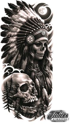 Native Leg Sleeve Tattoo, Indian Chief Skull Tattoo, Native Chief Tattoo, Apache Tattoo Design, Indian Skull Tattoo Design, Blackfoot Indian Tattoo, Indian Headdress Tattoo, Indian Chief Tattoo, Indian Women Tattoo