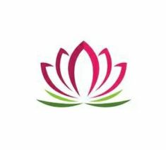 the lotus flower logo is shown in red and green, with two leaves on each side