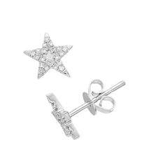 Add a touch of celestial sparkle to your wardrobe with these Ava Blue diamond star earrings. Add a touch of celestial sparkle to your wardrobe with these Ava Blue diamond star earrings. Nickel free Metal: 14k white gold Backings: post Packaging: boxed Plating: rhodium Finish: polished Earring diameter: 0.31 in.DIAMOND DETAILS Total weight: 1/10 ct. Clarity grade: SI-SI2 Shape: round brilliant Setting: pave Color grade: H-I Diamond weights are approximate. Diamond Total Weights may vary between . Diamond Star Earrings, Diamond Star, Blue Diamond, Star Earrings, Jewelry Earrings Studs, Round Brilliant, Jewelry Watches, Jewelry Earrings, Sparkle