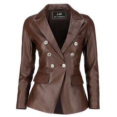 Womens Kim Kardashian Double Breasted Brown Leather Blazer Brown Leather Blazer, Lambskin Leather Blazer, Plus Size Leather Jacket, Leather Blazer Women, Style Leather Jacket, Leather Jacket Women, Plus Size Blazer, Long Leather Coat, Leather Jacket With Hood