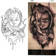 the tattoo design is done in photoshopped to look like it has an evil clown face