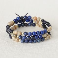 Military Family Mini Bracelet in Blue Stack of Three, Military Jewelry, Military Family Jewelry, Deployment, PCS, Military Spouse Jewelry Everyday Stackable Blue Bracelets, Blue Jubilee Bracelet For Everyday Wear, Everyday Blue Jubilee Bracelet, Everyday Hand Wrapped Blue Jewelry, Blue Hand Wrapped Bracelets For Everyday, Everyday Blue Hand Wrapped Bracelets, Everyday Blue Jewelry With Bracelet Strap, Everyday Blue Bracelet, Blue Everyday Jewelry Bracelet