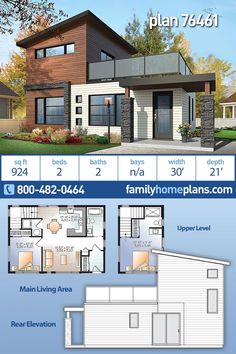 two story house plan with floor plans and measurements for each room in the same home